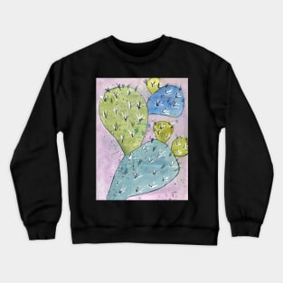 cactus Art picture painted watercolor blue Crewneck Sweatshirt